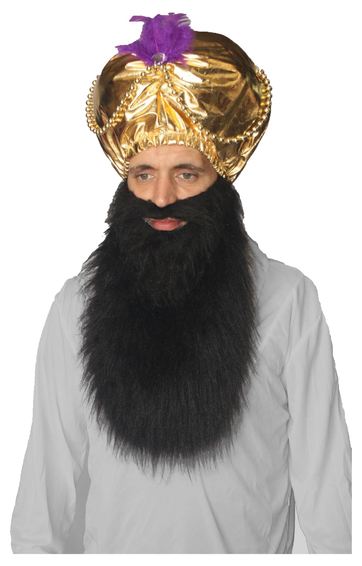 Sultan Jafar Indian Golden Turban & Beard Bollywood Fancy Dress Set - Picture 2 of 3