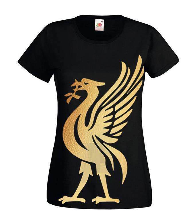 Womens Liver Bird YNWA Liverpool Scouse Liverpudlian Logo Lady Fit Black T-Shirt - Picture 8 of 8
