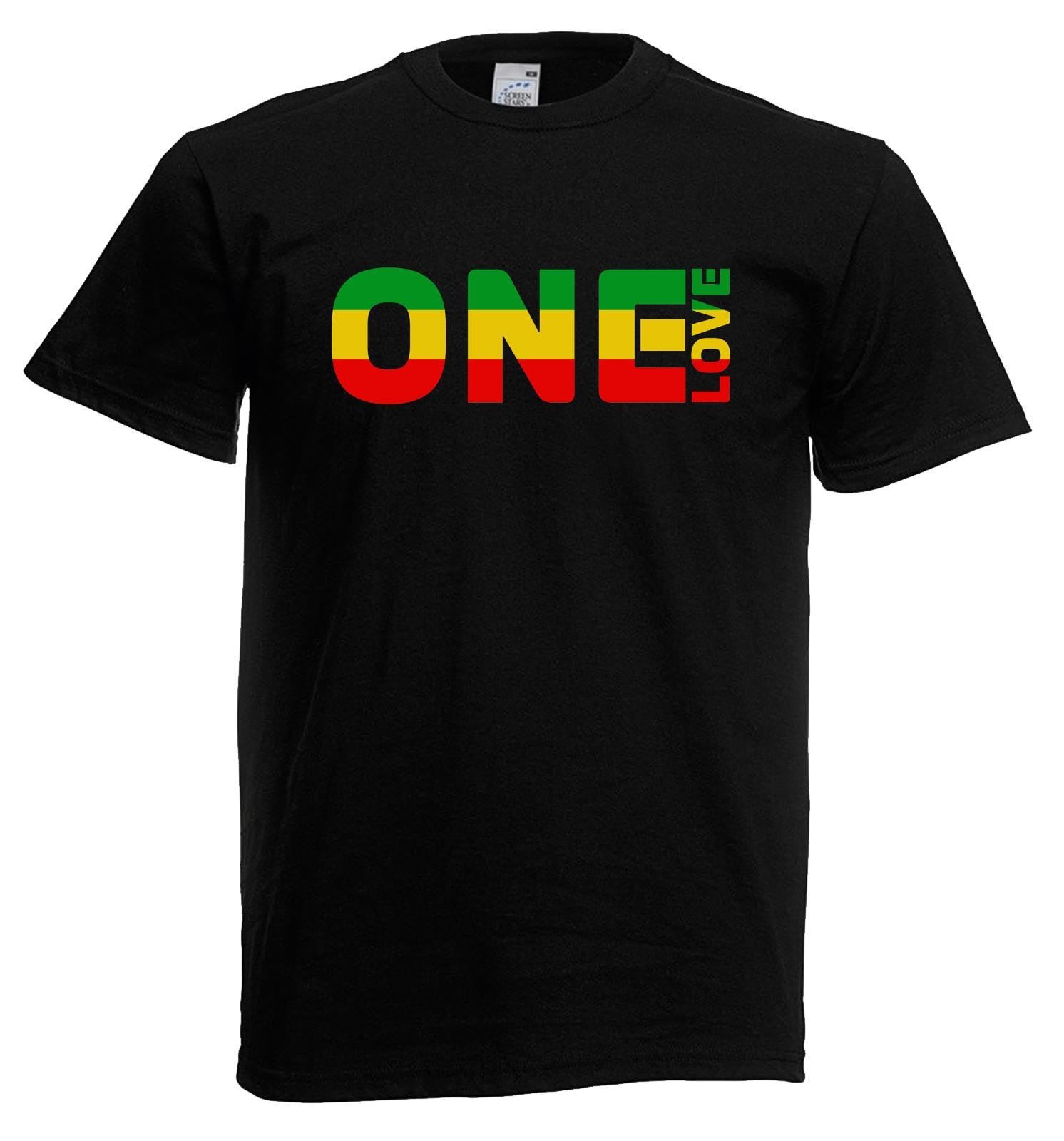 Adults One Love Rasta Rastafarian Jamaica Unisex Black T-Shirt - Picture 8 of 8