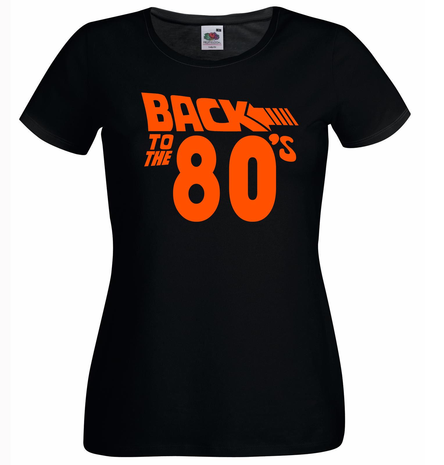 Damen-T-Shirt Back to the 80er Jahre Festival Popmusik Damenpassform schwarz - Bild 8 von 8