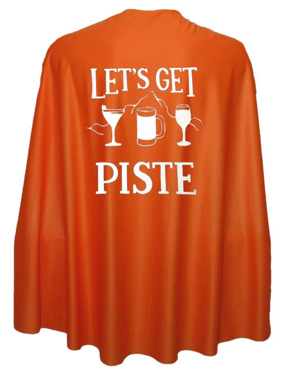 Adults 35" Lets Get Piste Ski Snowboard Winter Sports Fancy Dress Superhero Cape - Picture 5 of 8
