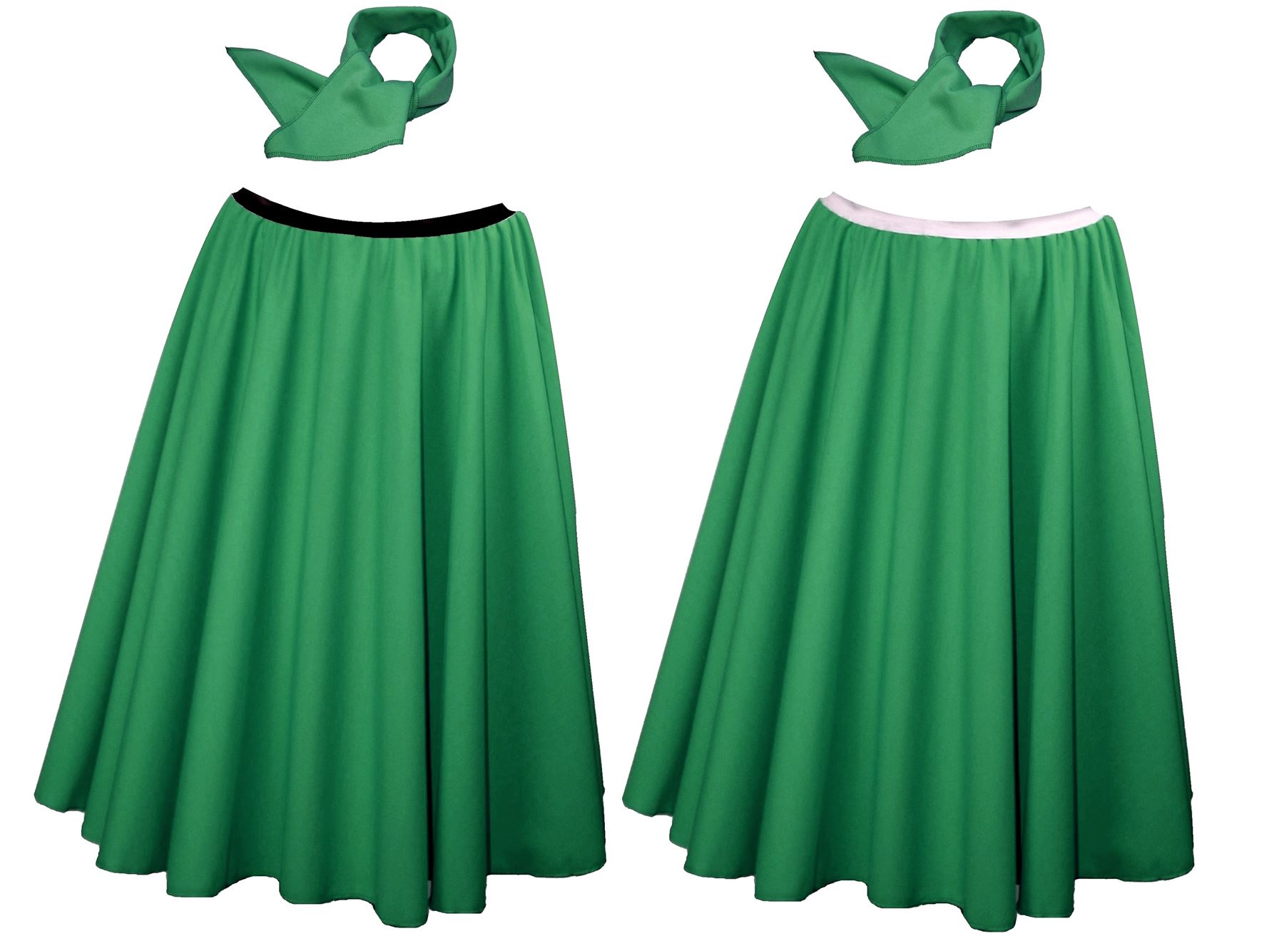 Neck Tie With Elasticated Waist band 26/" Emerald Green Rock /& Roll Skirt