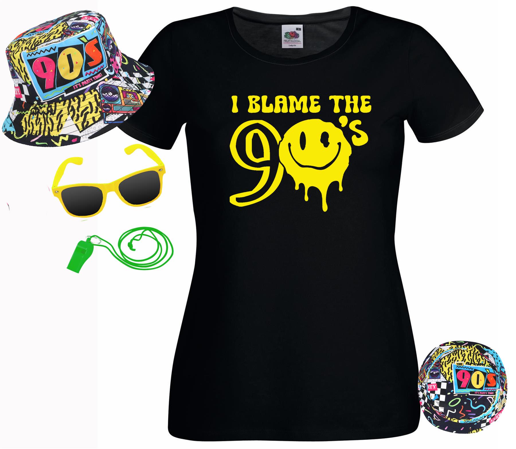 Adults I Blame The 90's Rave Raver Acid House Festival Party Fancy Dress Kit - Picture 11 of 13