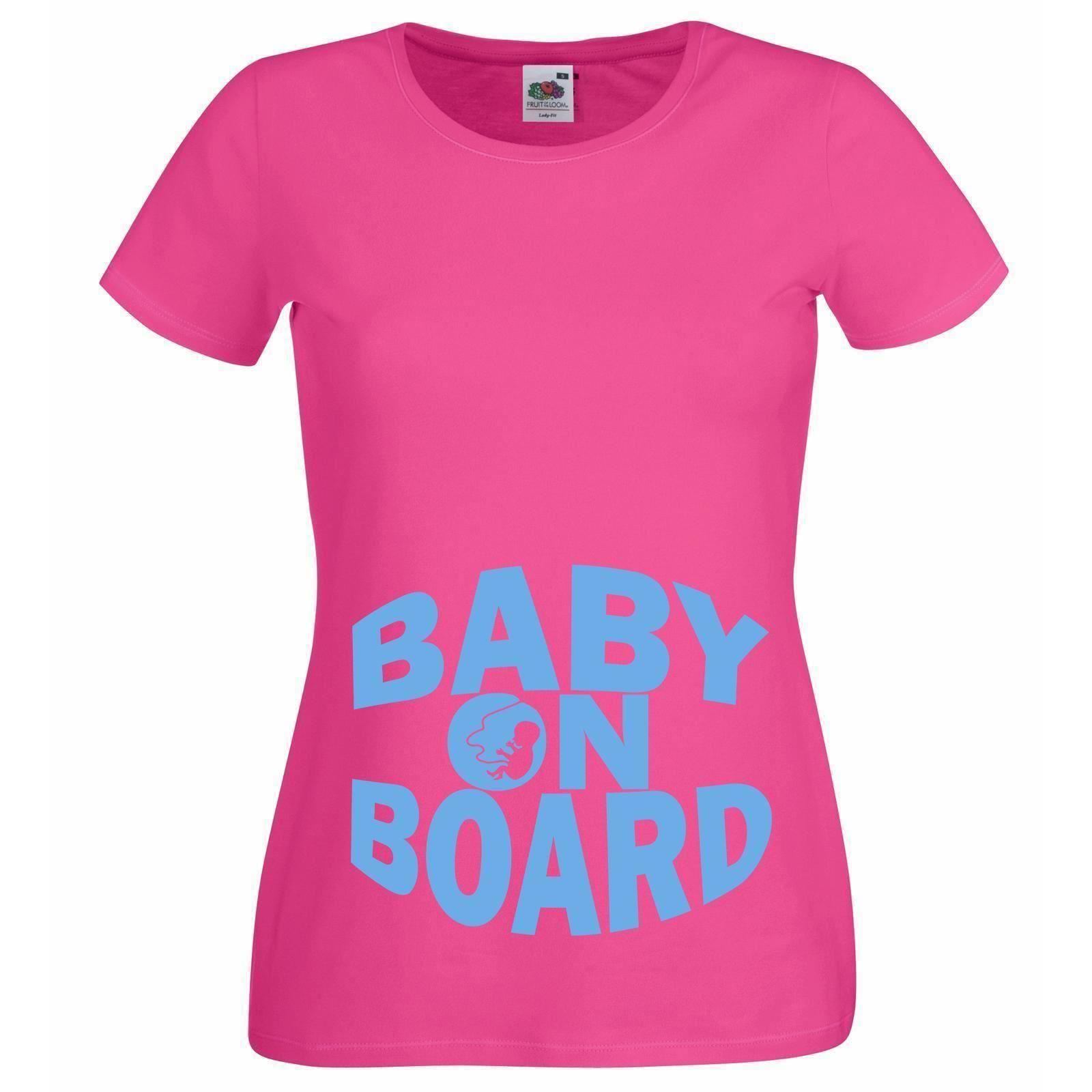 Womens Baby on Board Maternity Preganacy Baby Bump Lady Fit Pink T-Shirt - Picture 6 of 6