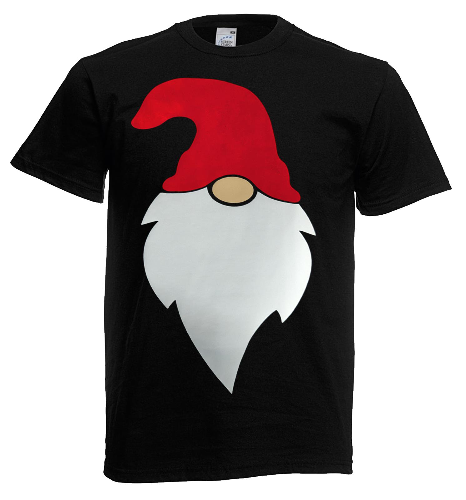 Adults Scandanavian Festive Gonk Gnome Nordic Santa Claus Black Unisex T-Shirt - Picture 23 of 50