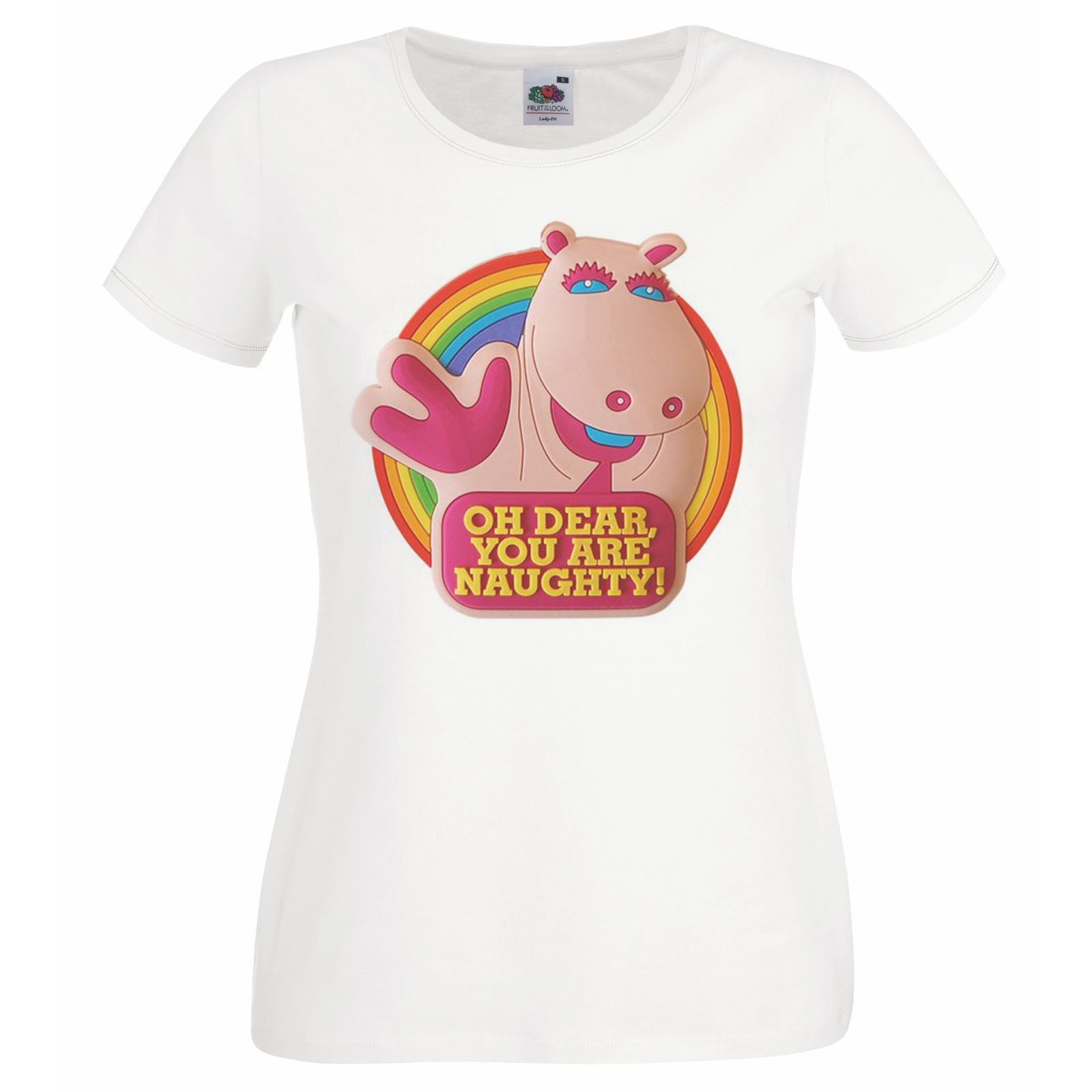 Ladies George Hippo You Are Naughty Rainbow LGBT Quote T-Shirt - Picture 7 of 8