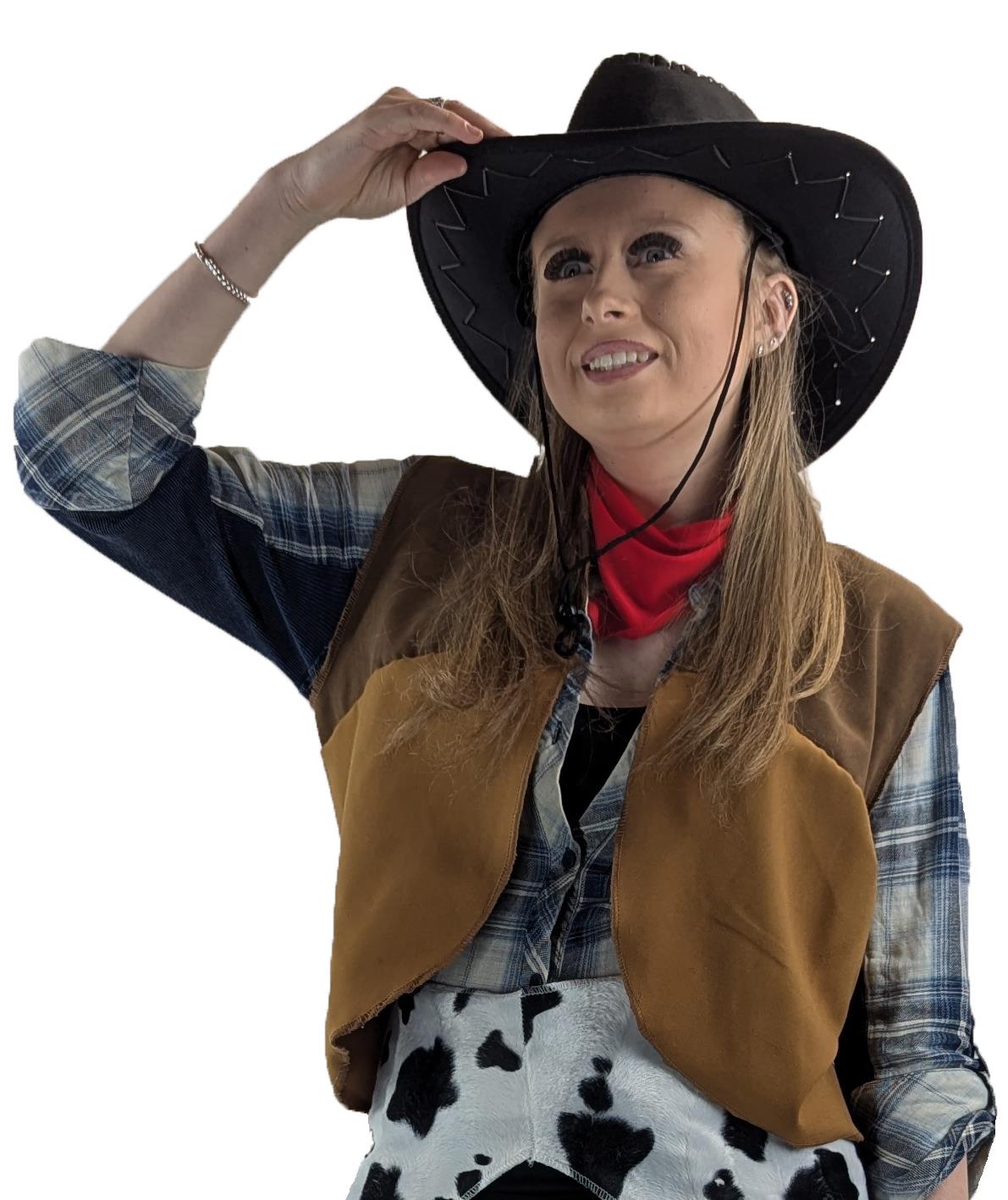 Adults Cowboy Cowgirl Waistcoat Hat Wild Rag Wild West Western