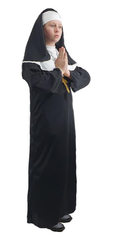 Childs Nun Sister Robes Habit & Cross Clergy Religious Fancy Dress Costume - Picture 9 of 11