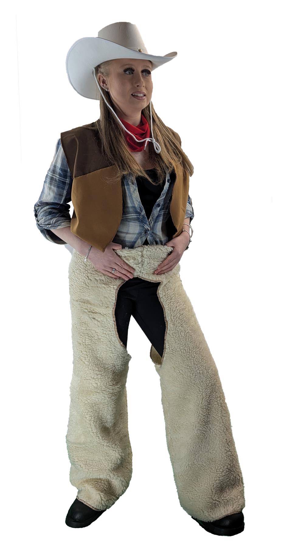 Ladies Womens Cowgirl Western Chaps Hen Party Chaparreras Wild West Fancy Dress - Picture 35 of 43