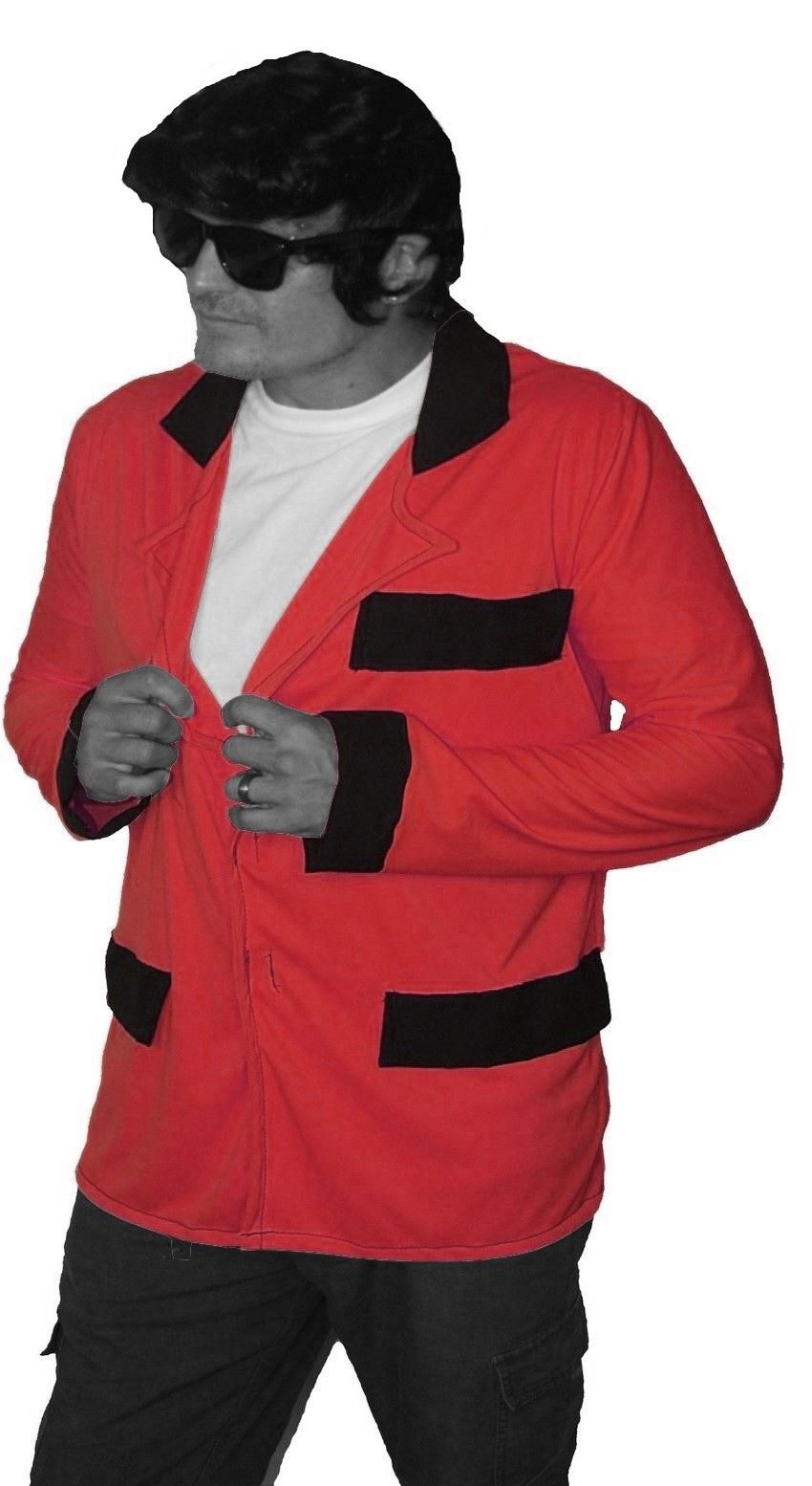 Mens 1950's Red Teddy Boy Jacket Showaddywaddy Drapes Fancy Dress