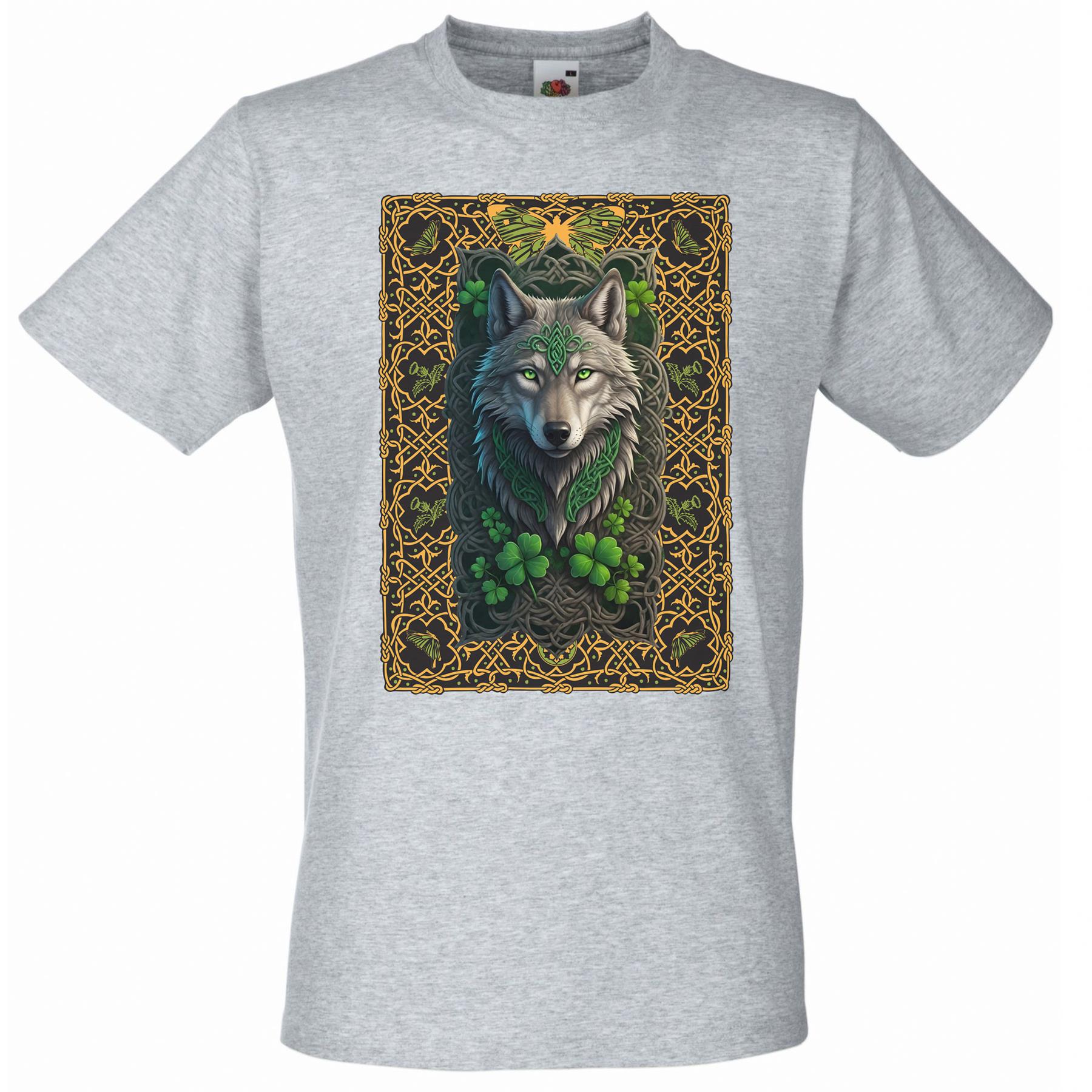 Camiseta gris unisex para adultos Celtic Wolf Irlanda mitología irlandesa hijo de la tierra - Imagen 7 de 8