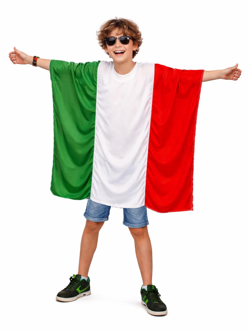 Childs Italy National Flag Poncho World Cup Euros Fancy Dress