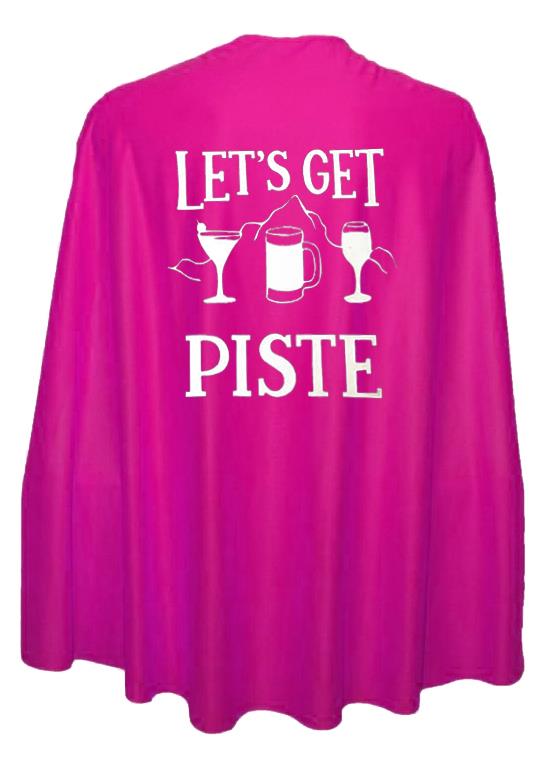 Adults 35" Lets Get Piste Ski Snowboard Winter Sports Fancy Dress Superhero Cape - Picture 6 of 8