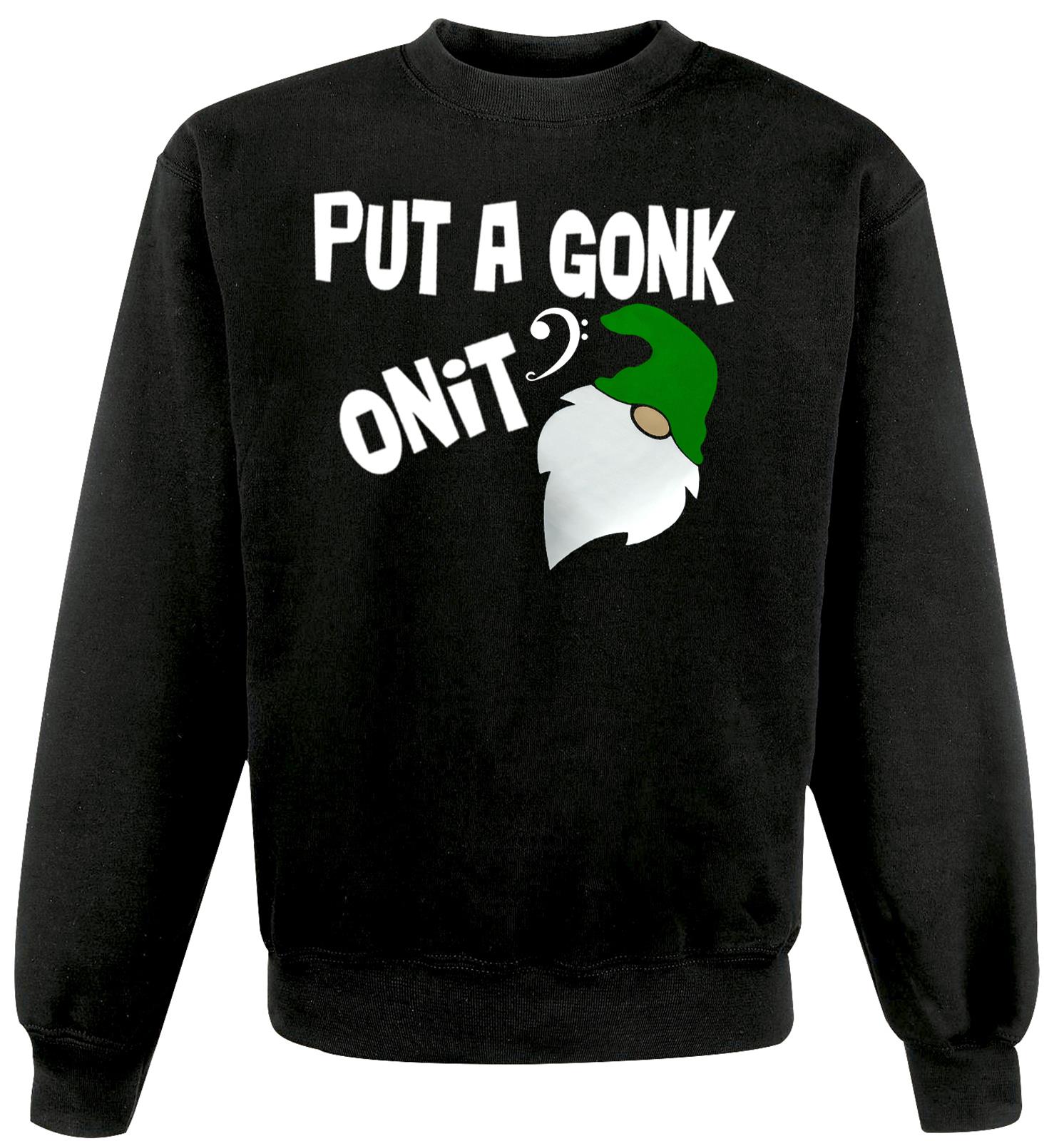 Adults Put a Gonk on it Xmas Parody Festive Unisex Black Christmas Jumper - Picture 5 of 12