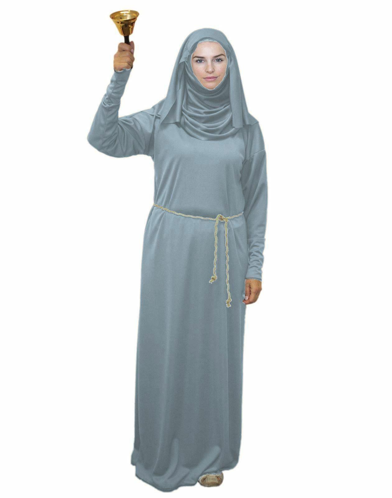 Childs Grey Medieval Septa Nun Halloween Religious TV Show Fancy Dress Costume - Picture 2 of 3