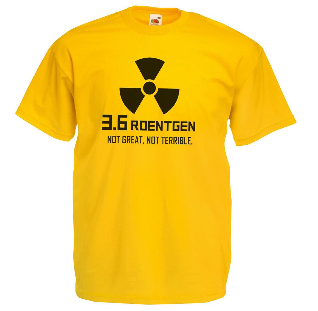 Adults Chernobyl 3.6 Roentgens Not Great Not Terrible Unisex Yellow T-Shirt - Picture 4 of 8