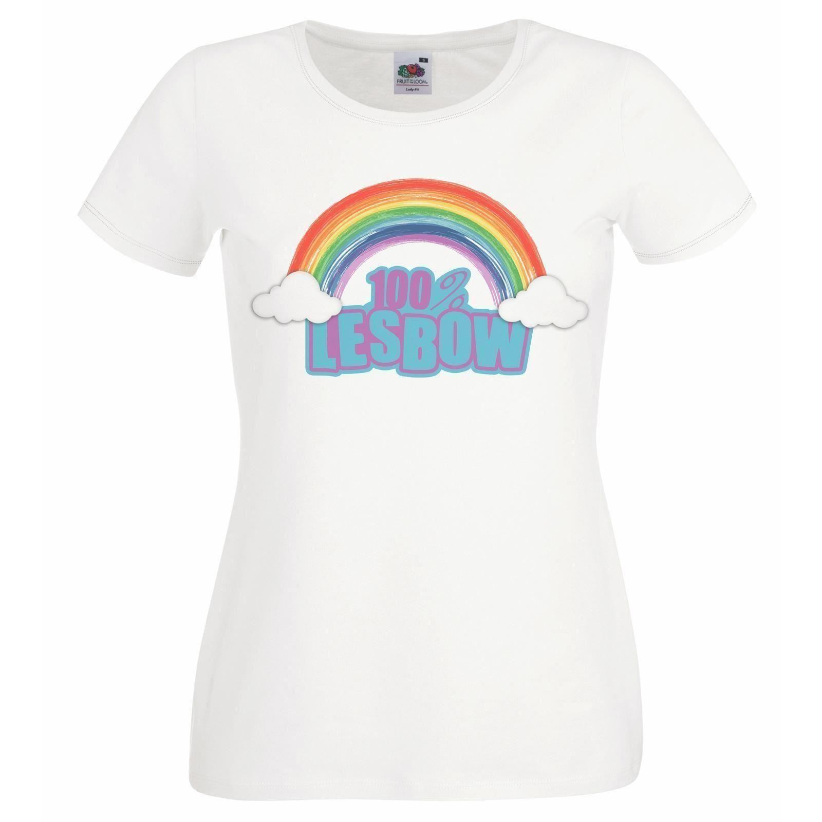 Ladies Lesbian Pride 100% Lesbow Rainbow LGBT Quote T-Shirt - Picture 7 of 8