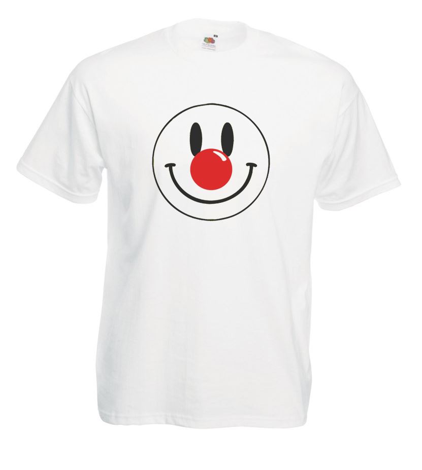 Adults Red Nose Day Comic Relief Happy Face Unisex White T-Shirt - Picture 3 of 8