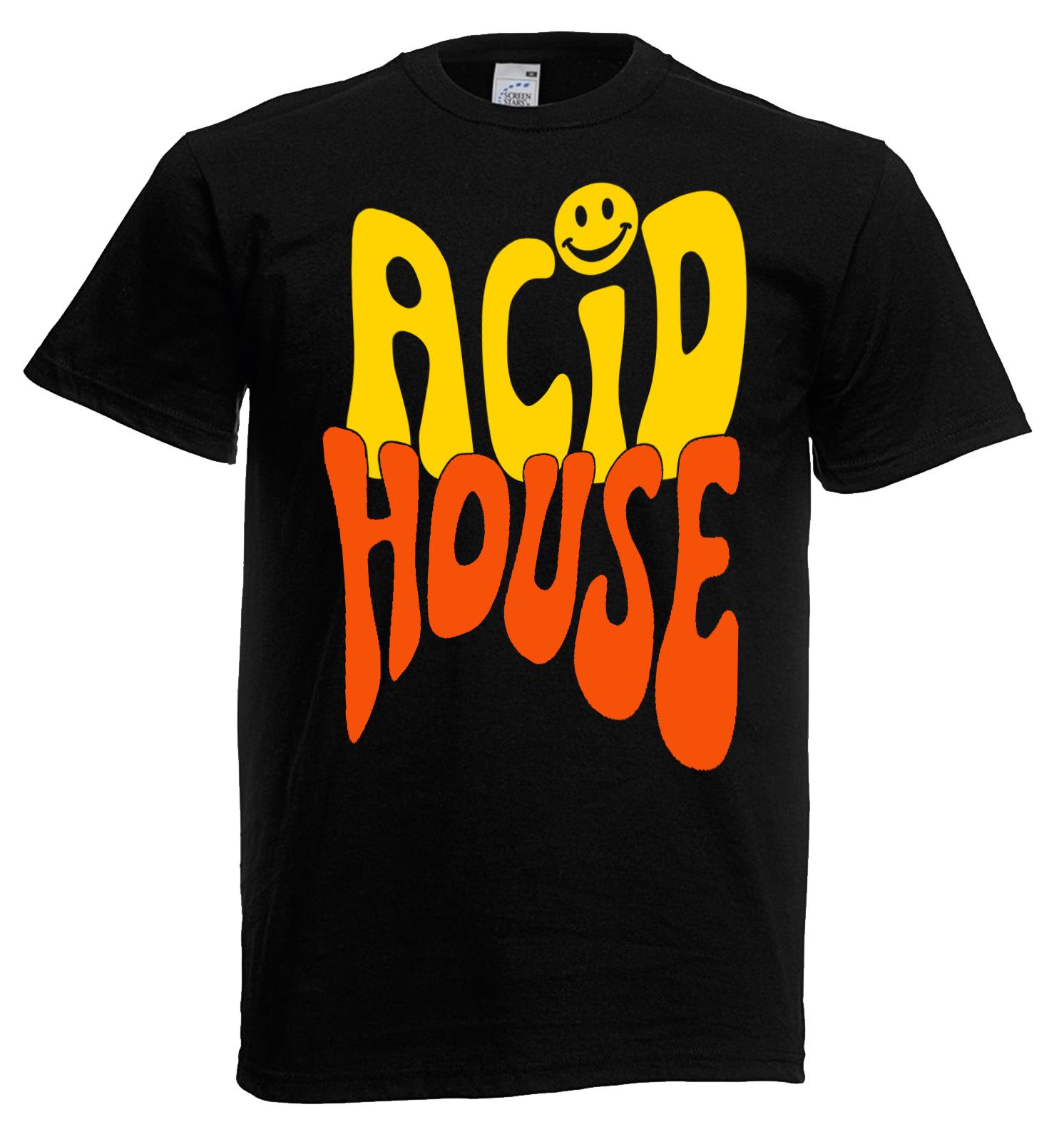 Adults Acid House Rave Dance Music Festival 80's 90's Unisex Black T-Shirt - Picture 6 of 8