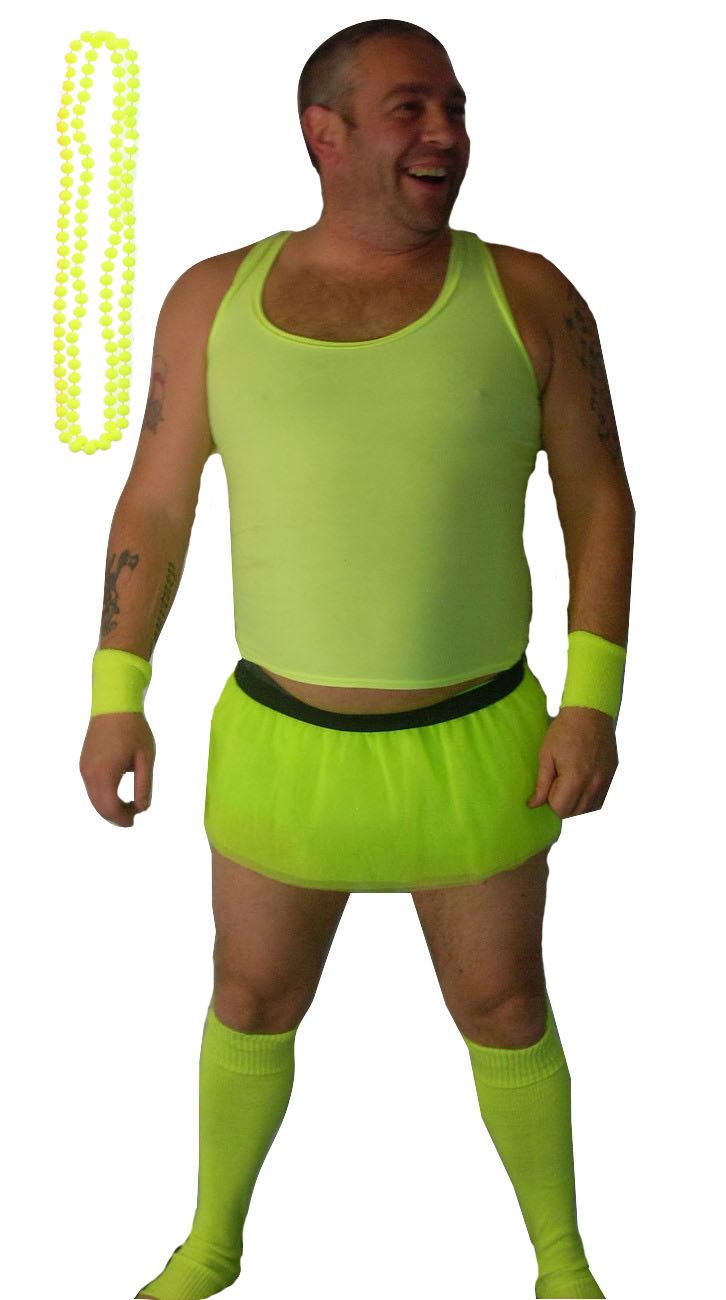 Stag Party Costumes Neon Guys Full Set Mens Funny Tutus with Beads