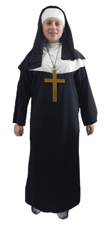 Childs Nun Sister Robes Habit & Cross Clergy Religious Fancy Dress Costume - Picture 8 of 11