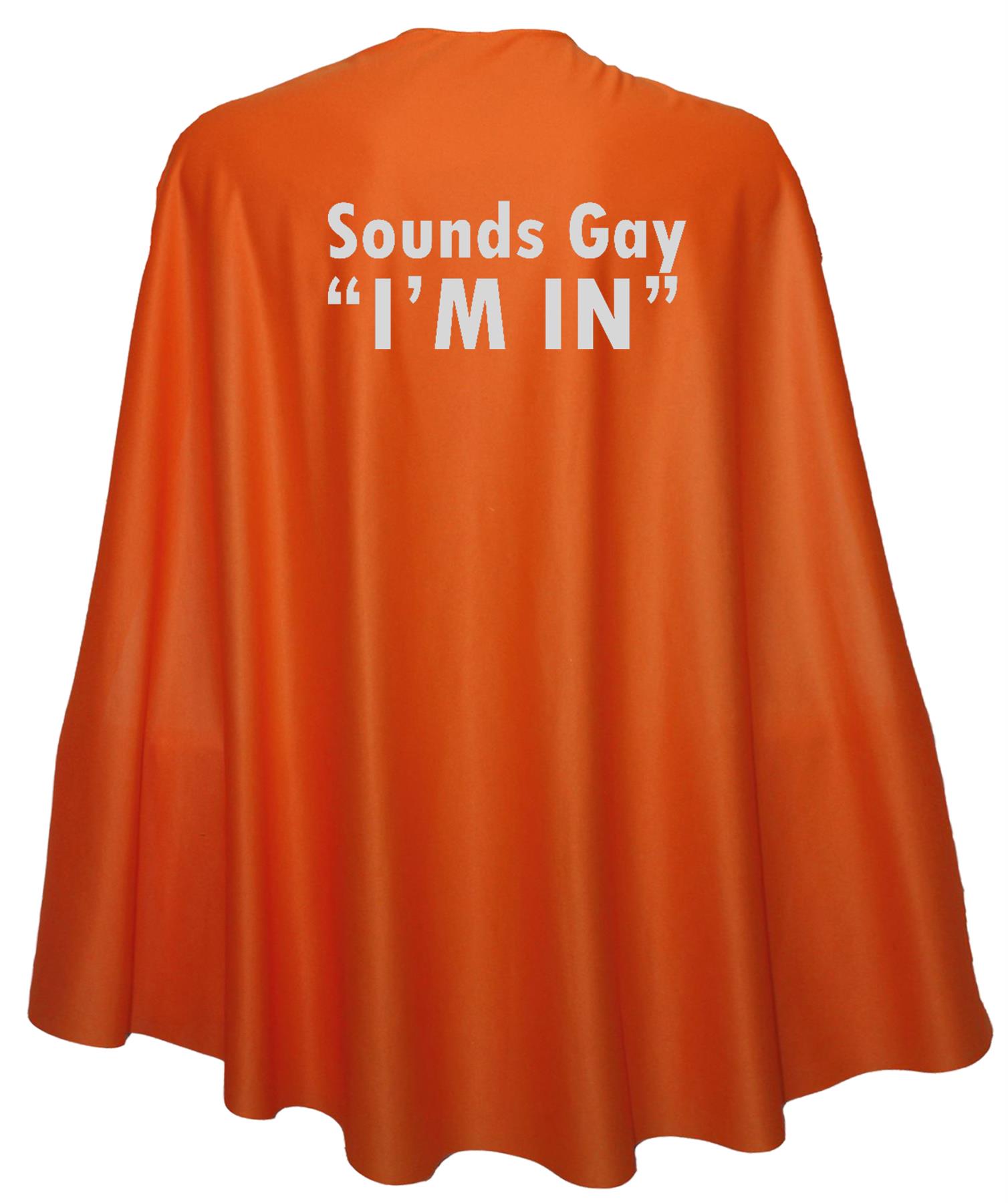 Adults 35" Sounds Gay "im in" Superhero Cape LGBT Gay Pride March Fancy Dress - Picture 5 of 9