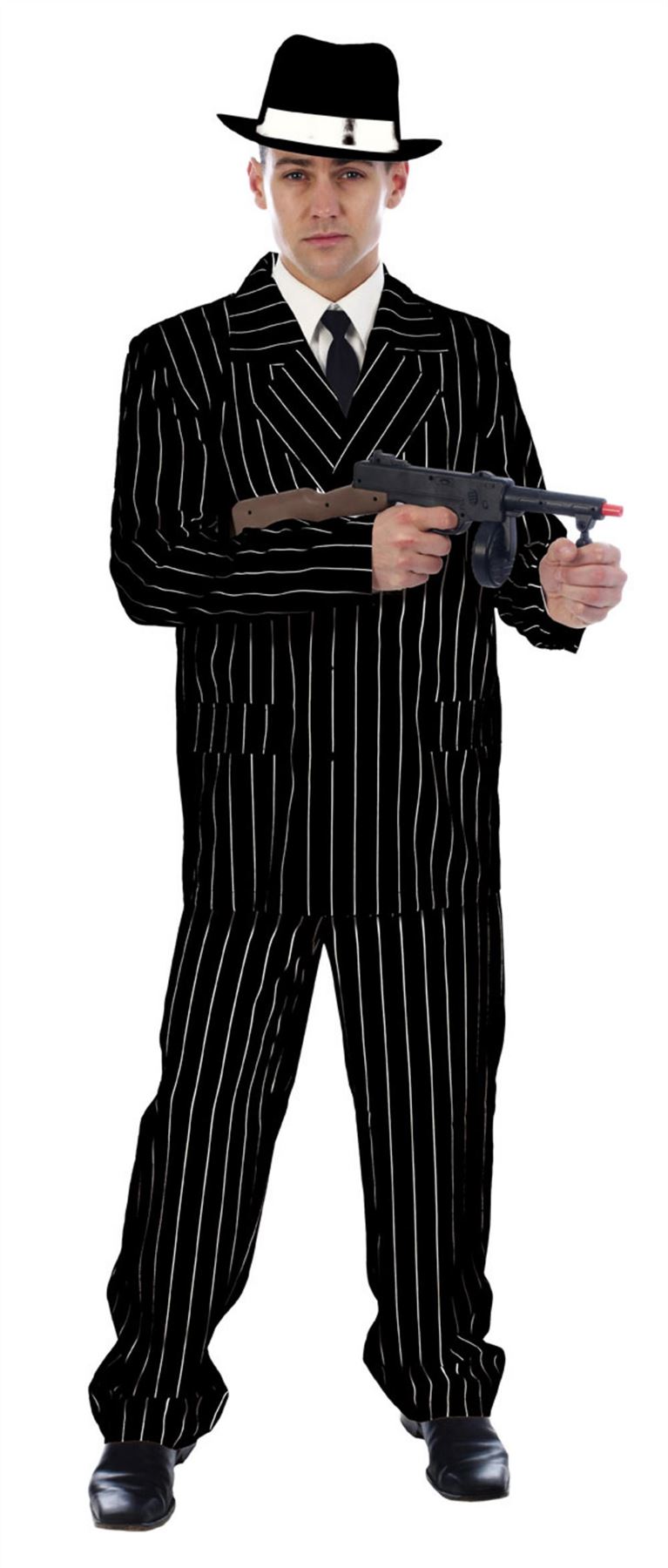 DELUXE 1920/'S MENS CABARET SUIT BLACK MEDIUM FANCY DRESS COSTUME