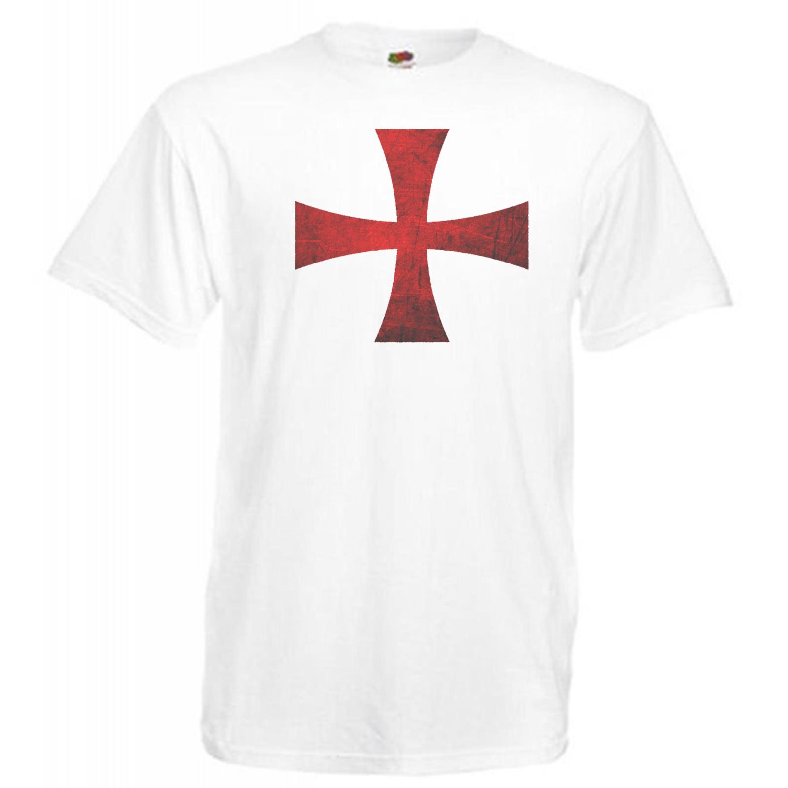 Unisex White Knights Templar Cross Soldier of Christ Jerusalem T-Shirt - Picture 3 of 8
