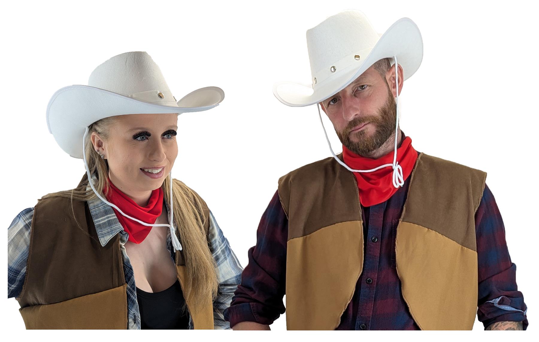 Erwachsene Cowboy Cowgirl Hut Wilder Westen Western Kostüm Zubehör Paket - Produktbild 3