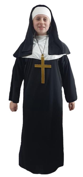 Childs Nun Sister Robes Habit & Cross Clergy Religious Fancy Dress Costume - Picture 10 of 11