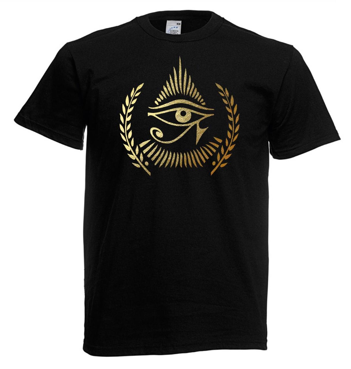 Adults Egyptian Eye of Ra Ancient Egypt Sun God Hieroglyph Unisex Black T-Shirt - Picture 3 of 8