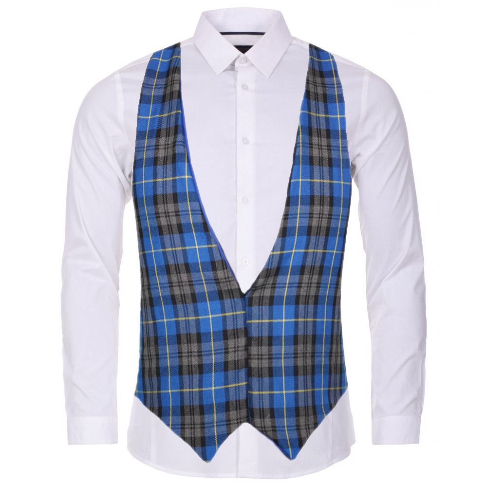 Blue Hunting Tartan Backless Waistcoat Scottish Fancy Dress Accessory