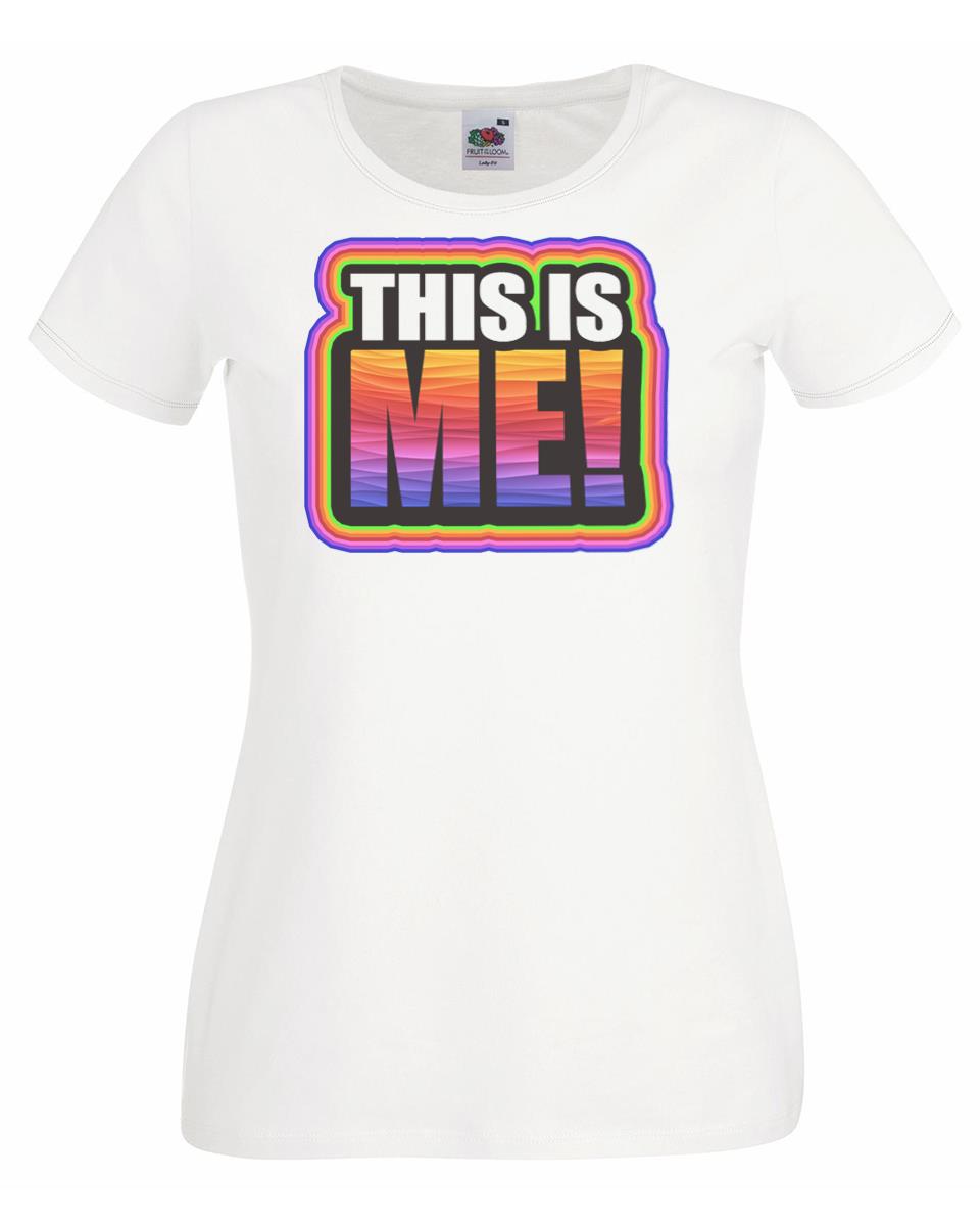 Womens This Is Me The Greatest Rainbow Gay Pride LGBT Quote Lady Fit T-Shirt - Picture 4 of 8