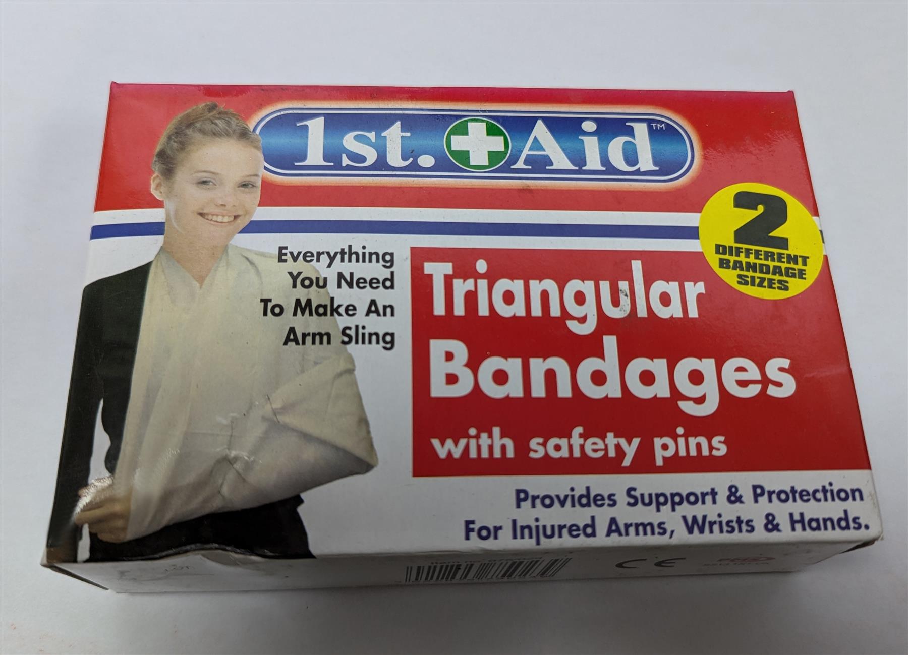 1st. Aid x2 Triangular Bandages With Safety Pins 5022896750239