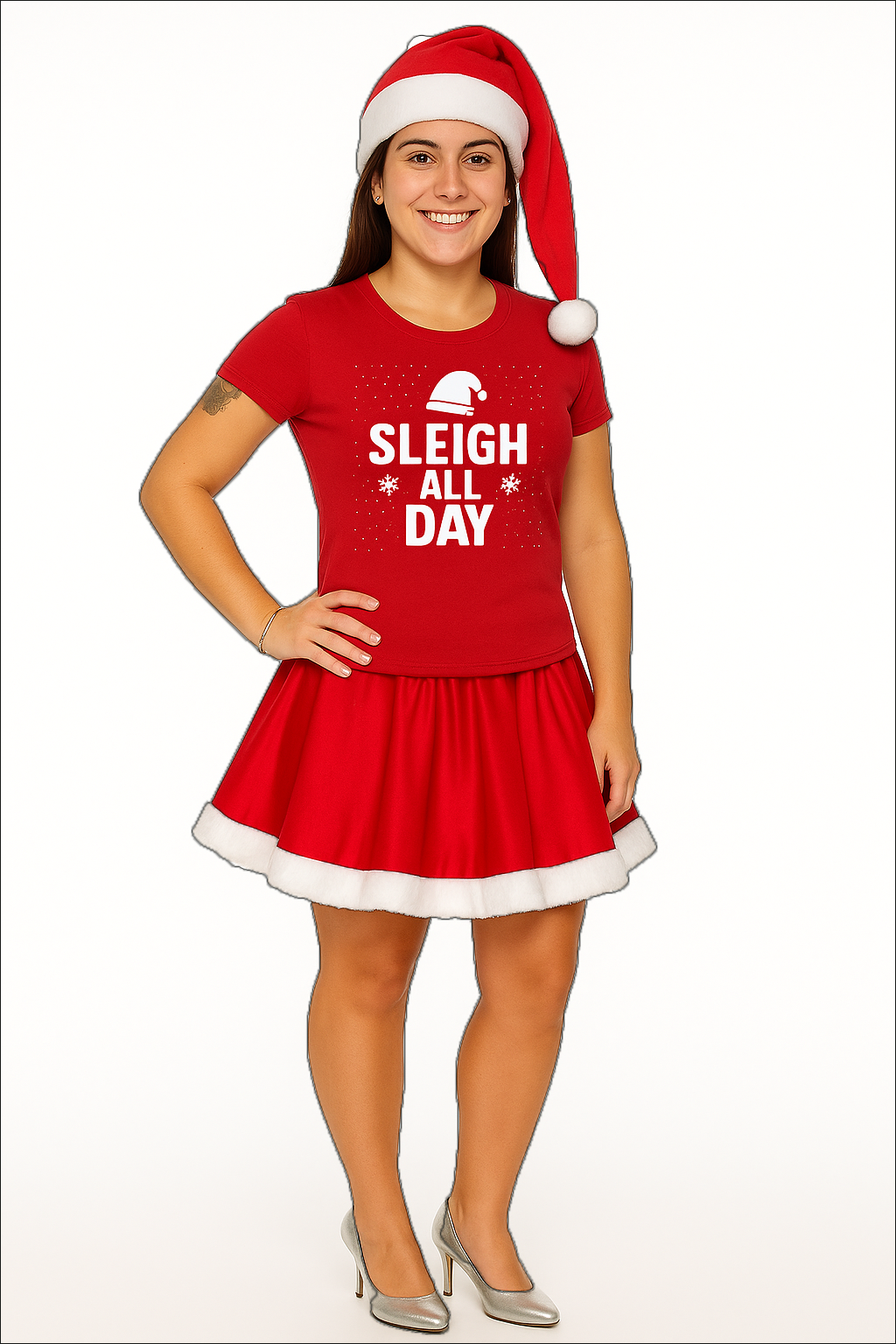 Adults Sleigh All Day Mrs Christmas Xmas Festive Fancy Dress Costume - Picture 7 of 18