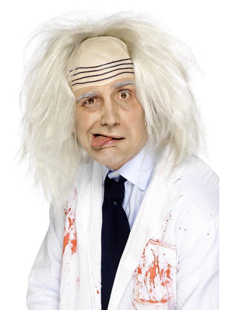 Mens White Albert Einstein Mad Man Wig Halloween Fancy Dress Accessory