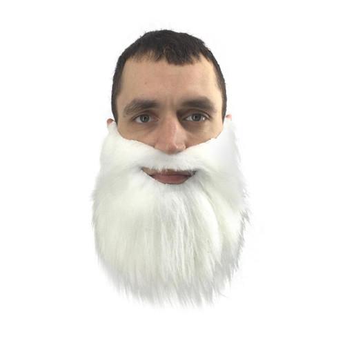 Adults Santa Claus Father Christmas White Faux Fur Beard Fancy Dress Accessory - Picture 2 of 3