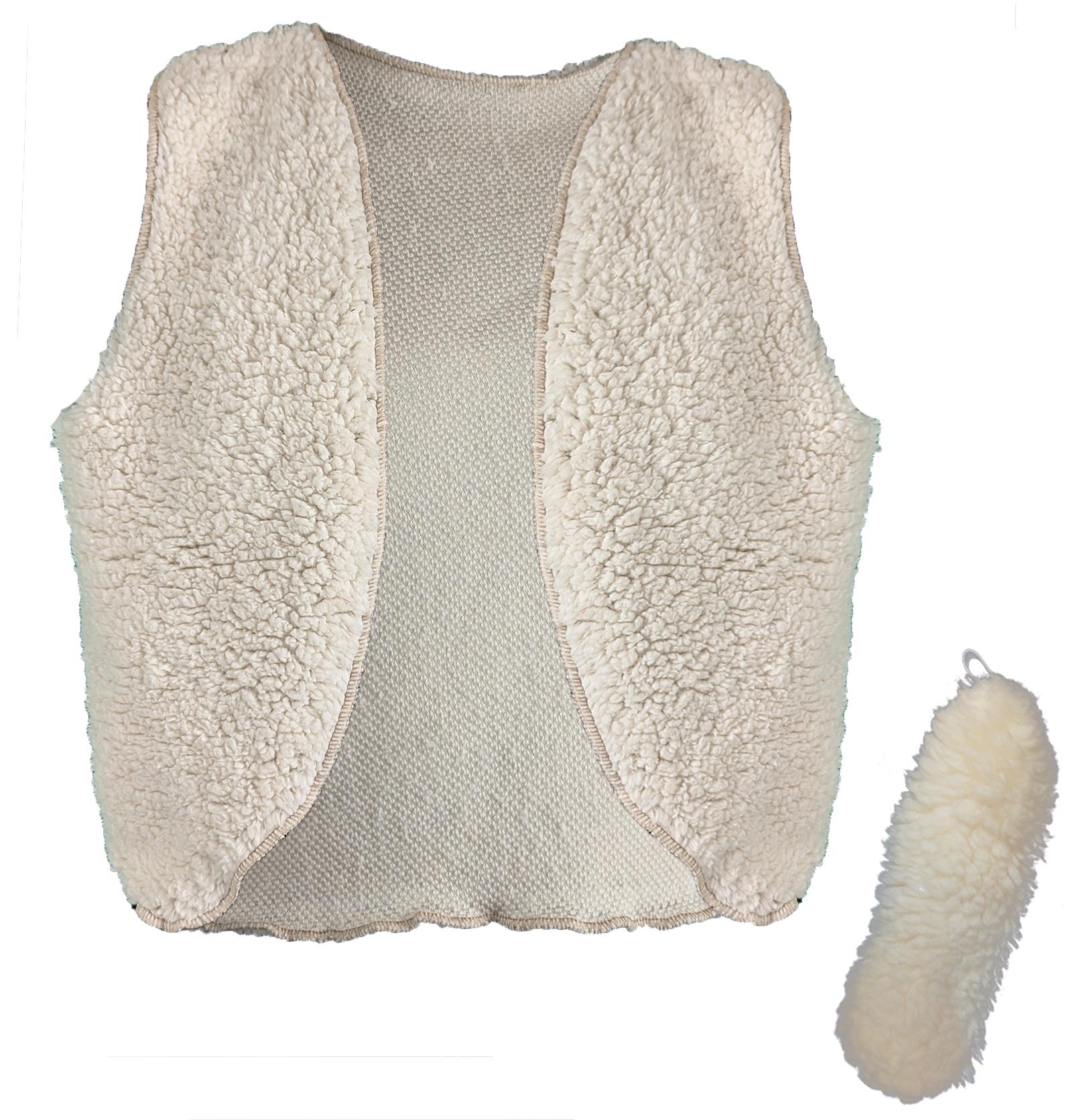 Adults Sheep Lamb Fleece Waistcoat & Tail Farm Animal Nativity Fancy Dress - Picture 7 of 12