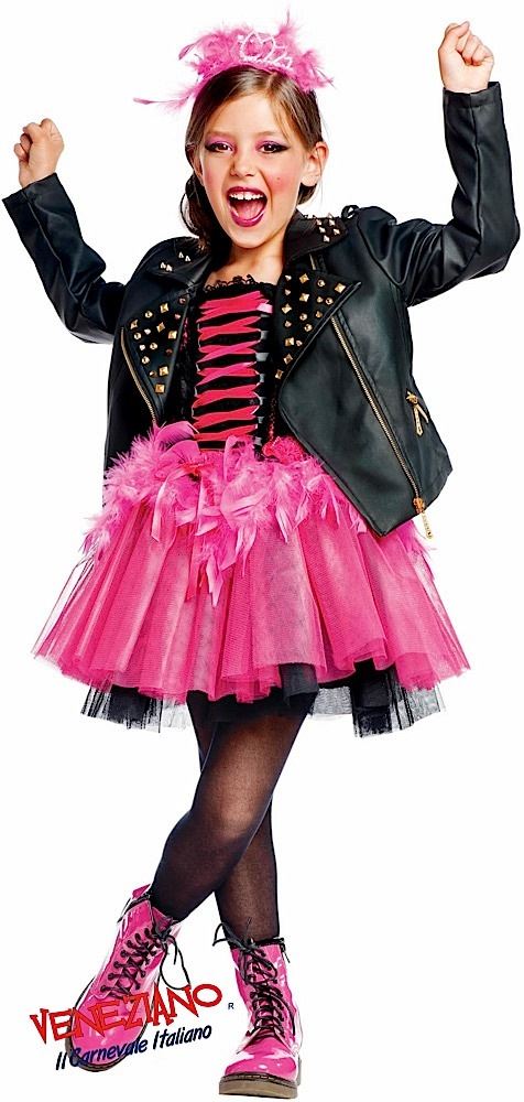 Halloween Costume Vestito Carnevale Rock Star Bambina Vestito