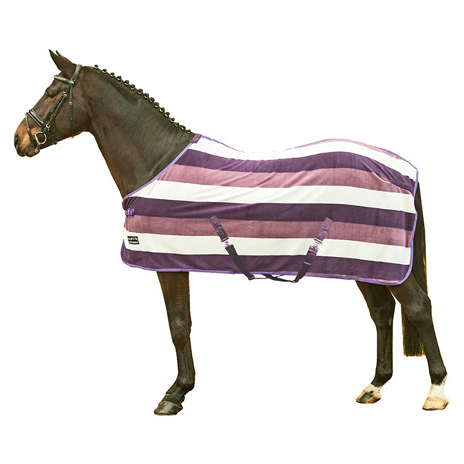 HKM Cooler BlanketFashion Stripes With Cross Strap Fleece Horse Protection Rug