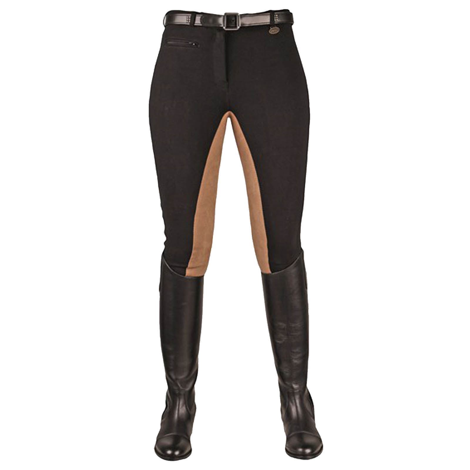 HKM Equestrian Ladies Junior Stretchy 3/4 Suede Imitation Seat Riding Breeches eBay