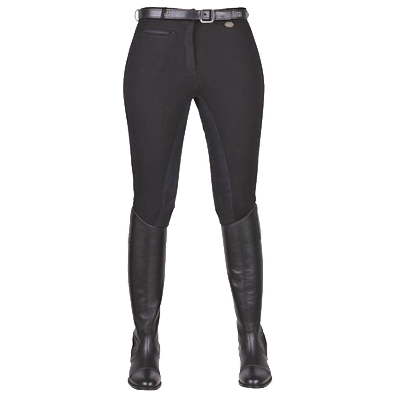 HKM Equestrian Ladies Junior Stretchy 3/4 Suede Imitation Seat Riding