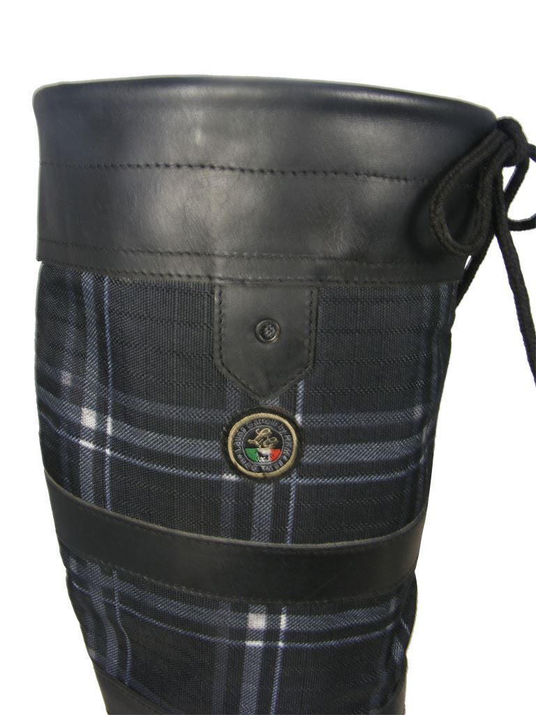 HKM Checker Fashion Non Slip Waterproof Long Walking Riding Leather Country Boot