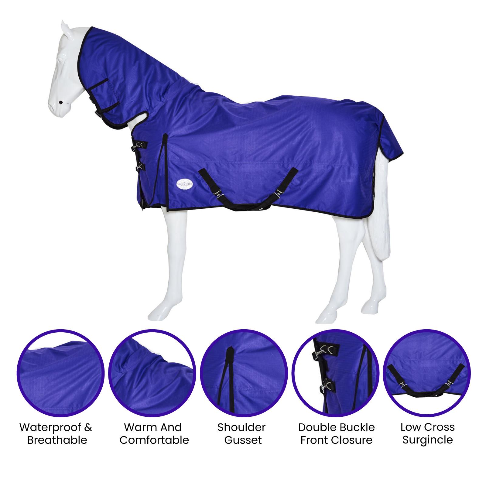 Heavyweight Horse Turnout Rug 350g Waterproof Combo Full Neck Winter Riding - Picture 14 of 20