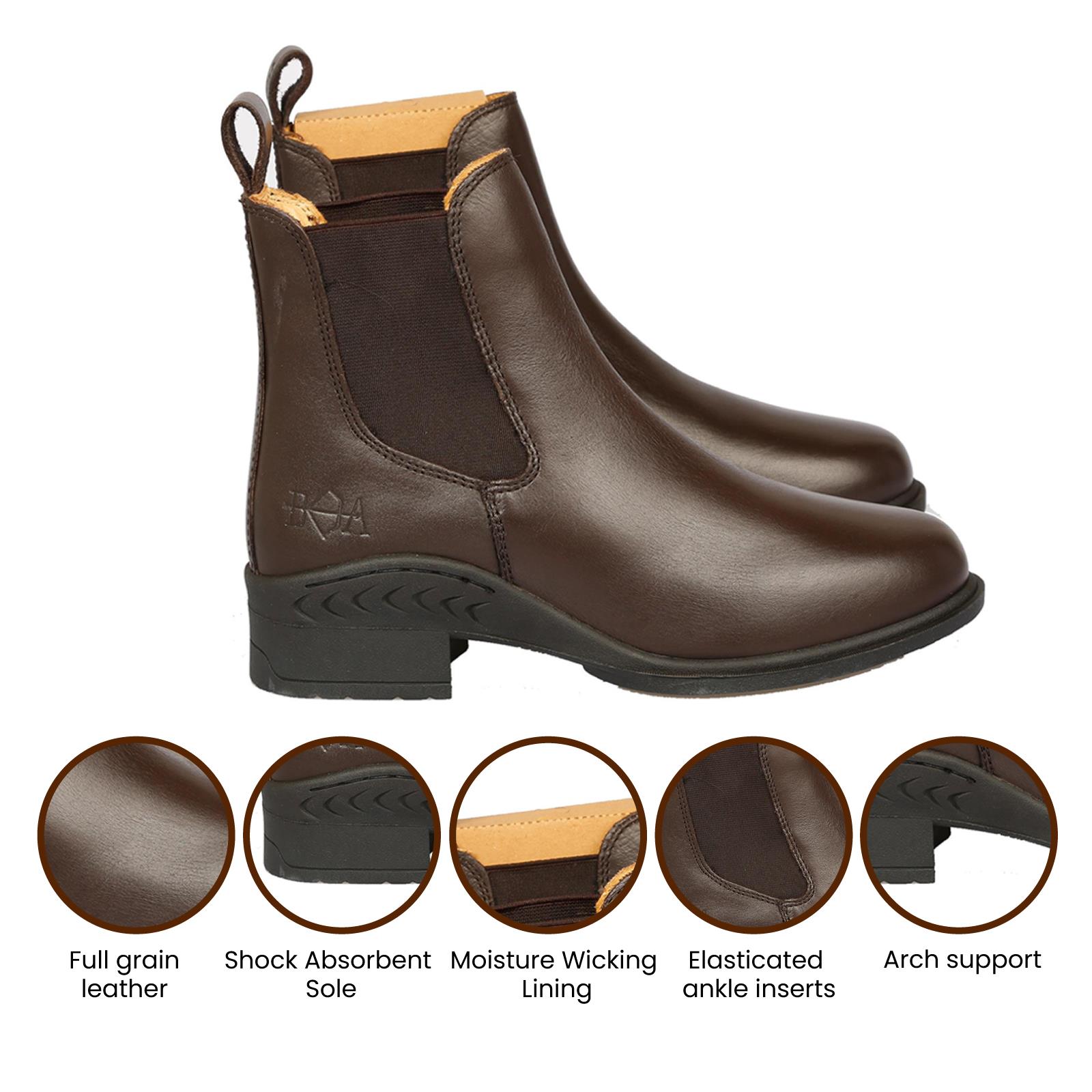 Ladies Jodhpur Boots Leather Pull On Classic Paddock Horse Riding Chelsea Shoes - Picture 19 of 25