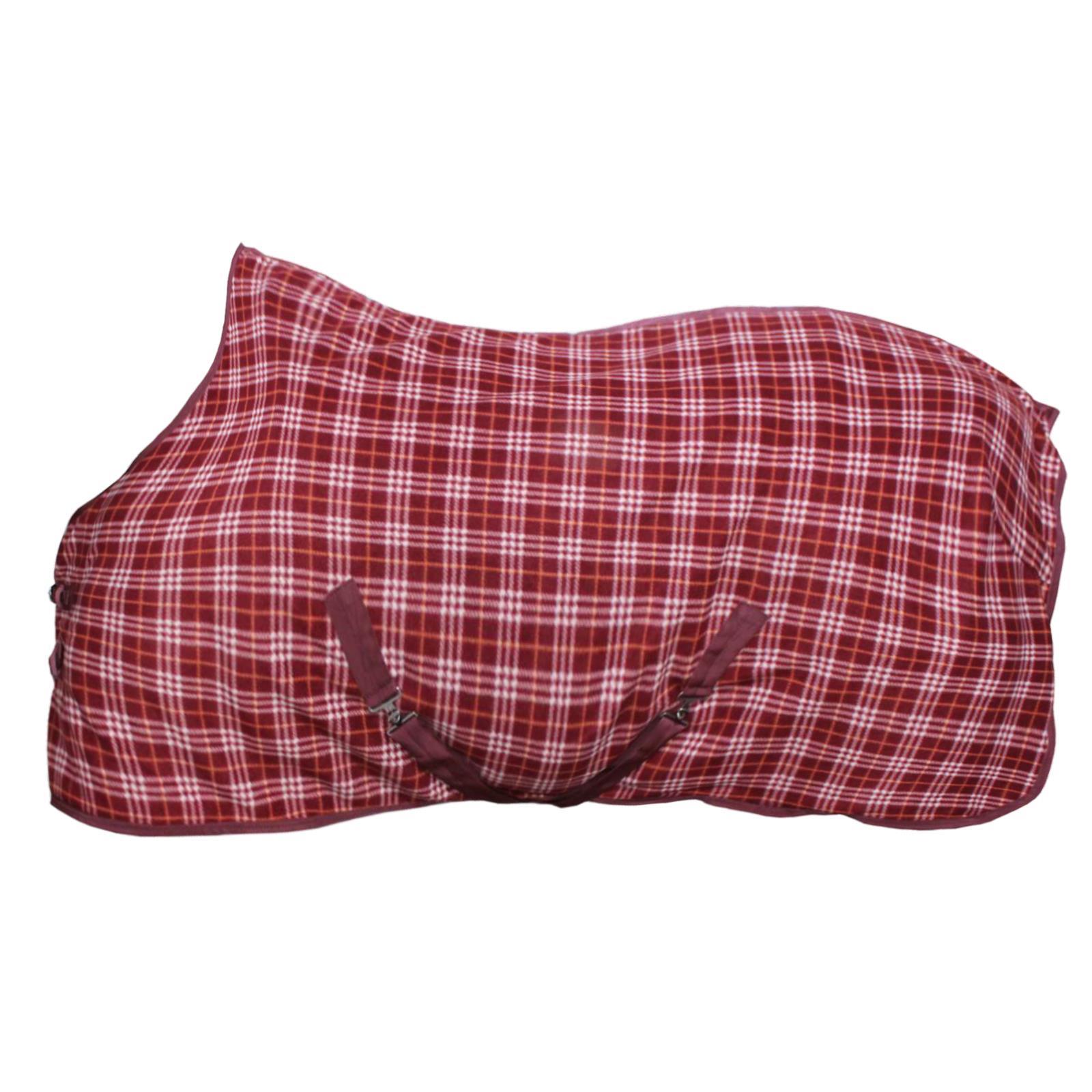 Horse Rugs Stable Fleece Rug 250G Fill Winter Standard Neck Check Red - Picture 3 of 10