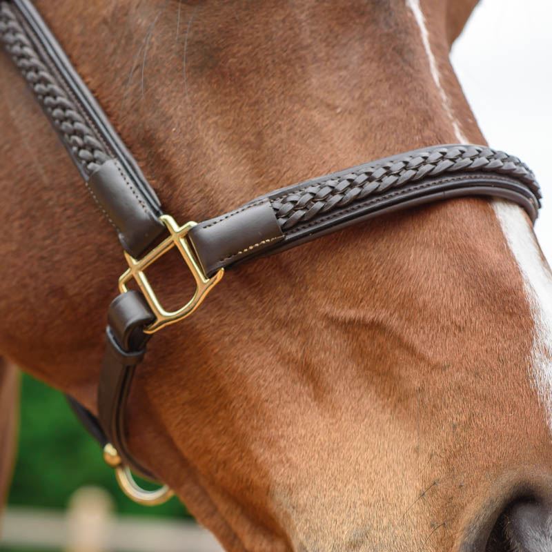 Horse Leather Headcollar Halter Black Brown Braided Plaited Equine Pony Cob Full - Picture 8 of 12