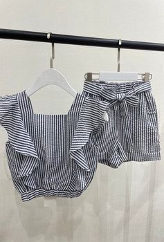 Conjunto Co Ord con volantes para niñas Conjunto de cuello cuadrado sin mangas Conjunto de verano para niños - Imagen 2 de 3