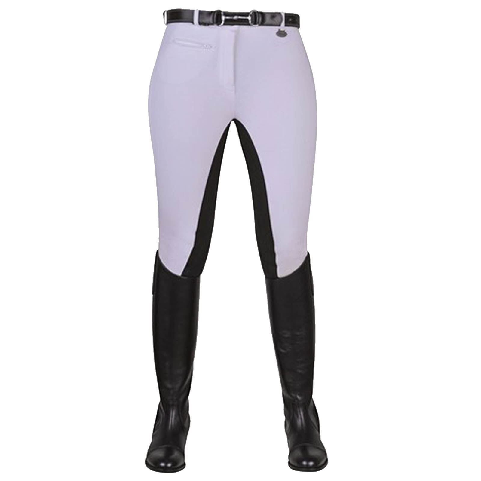 HKM Equestrian Ladies Junior Stretchy 3/4 Suede Imitation Seat Riding