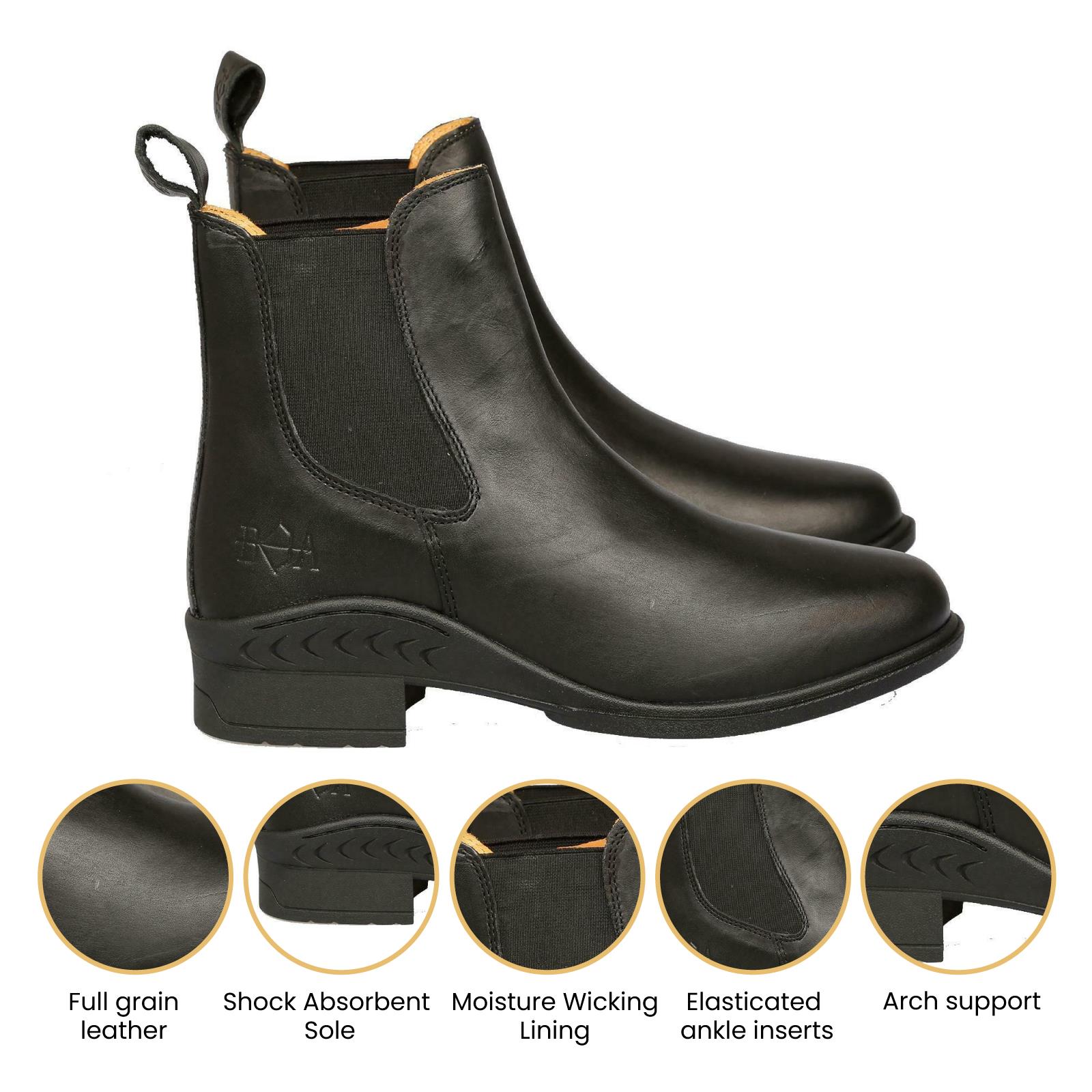 Ladies Jodhpur Boots Leather Pull On Classic Paddock Horse Riding Chelsea Shoes - Picture 13 of 25